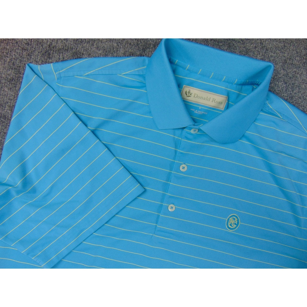 Cherokee Town and Country Shirt Men Large Blue Yellow‎ Polo Golf Donald Ross